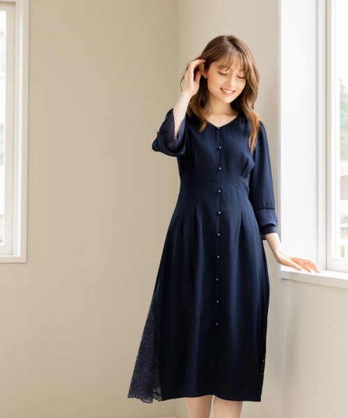 袖プリーツ脇レースワンピース ミッシュマッシュ Misch Masch Magaseek