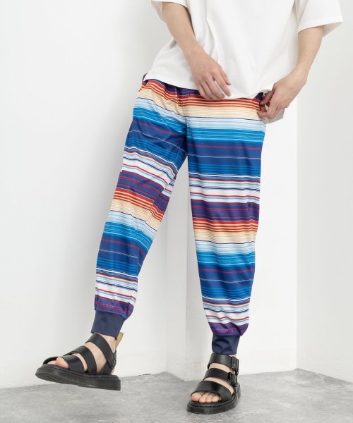 ジョガーパンツ メンズ レディース 吸汗速乾 イージーウエスト ジャージ 8分丈 リブ 総柄 アンクル丈 ヨガ フィットネス ルームウェア スポーツ トレーニン ロッキーモンロー Rocky Monroe Magaseek