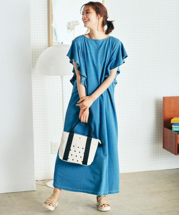 セール S Ll カットデニム袖フリルワンピース グローブ Grove Magaseek
