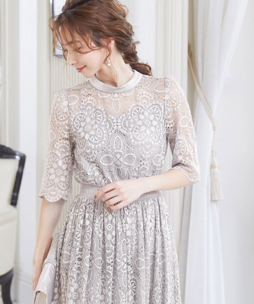 結婚式 ワンピース パーティードレス 花柄 チュール ロング シアー 透け感 袖あり 7分袖 ハイネック サテン キャミ 大きいサイズ オケージョン 1 5 ニアナ Niana Magaseek