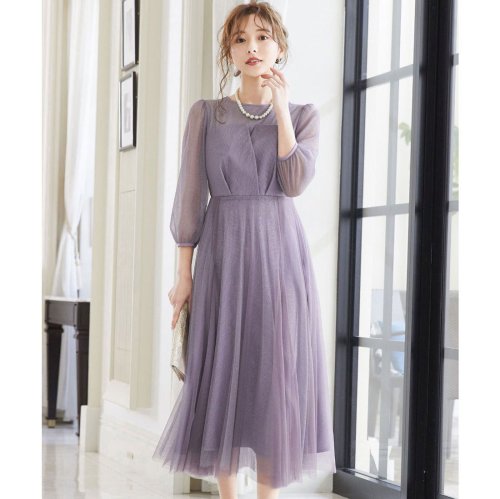 niana ニアナ 結婚式 ワンピース パーティードレス ビスチェ ラメ 無地 シアー チュール シフォン ゆったり 体型カバー シンプル ウエストゴム ロング ニアナ B79 size