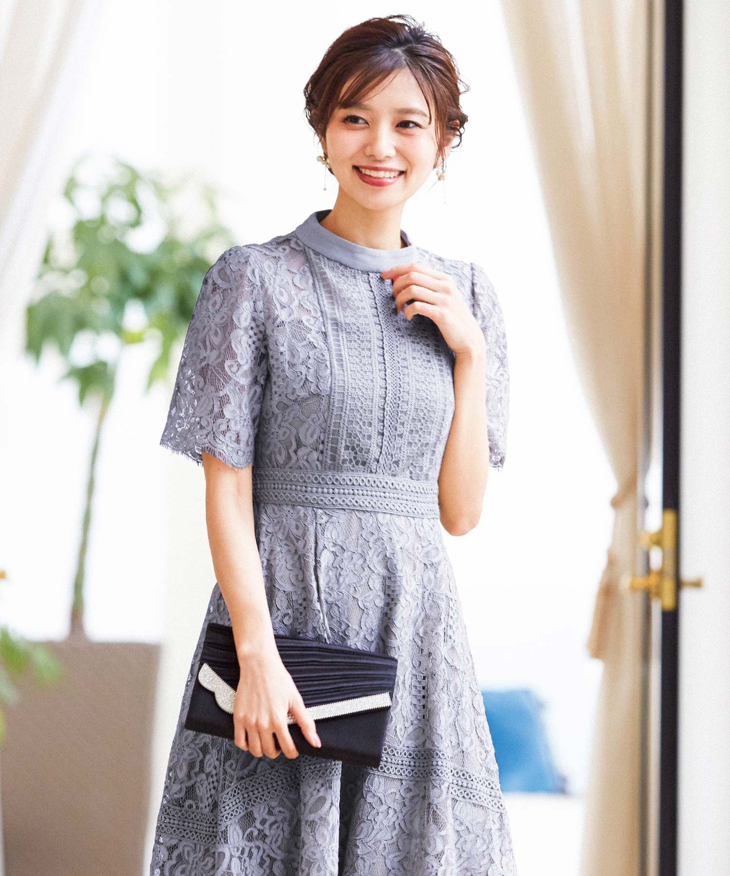 セール】結婚式 ワンピース パーティードレス ドレス レース 花柄