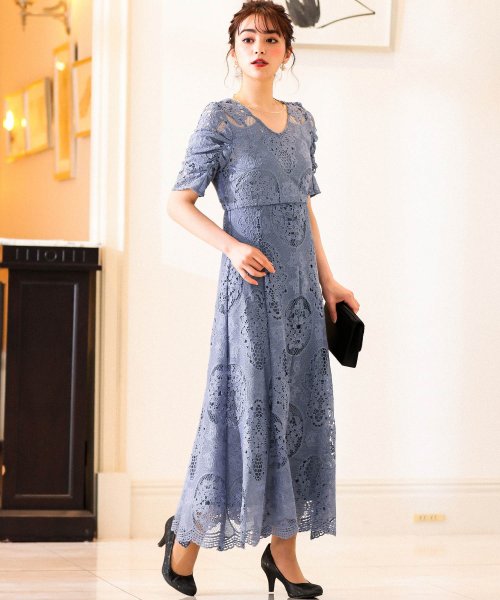 結婚式 ワンピース パーティードレス ドレス レース 花柄 フレア 刺繍 披露宴 二次会 お呼ばれ 成人式 同窓会 ドレス 謝恩会卒業式 卒業パーティー 大学生 ニアナ Niana Magaseek