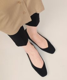 Fashion Letter(ファッションレター)/MADE IN JAPAN Vカット スクエアトゥフラットシューズ レディース パンプス 靴 ローヒール フラットシューズバレエシューズ コンフォートシューズ /ブラック系1