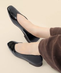 Fashion Letter(ファッションレター)/MADE IN JAPAN Vカット スクエアトゥフラットシューズ レディース パンプス 靴 ローヒール フラットシューズバレエシューズ コンフォートシューズ /ブラック系2