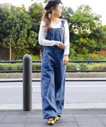 Fashion Letter/オールインワン デニム レディース サロペット 大きいサイズ オールインワン ワイドパンツ ガウチョ サロペット デニムオーバーオールレディース ワイドデニム /504165345