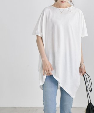 Fashion Letter/見る角度によってシルエットが変わるアシンメトリー裾ビッグTシャツ カットソー レディース トップス 半袖 袖なし アシンメトリー 変形 イレヘム ゆったり ラク/504165367