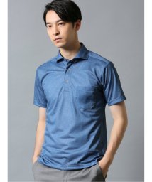 TAKA-Q(タカキュー)/Biz ドライネクスト/DRYNEXT デニムプリント 半袖ポロシャツ/ブルー