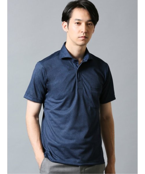 TAKA-Q(タカキュー)/Biz ドライネクスト/DRYNEXT デニムプリント 半袖ポロシャツ/ネイビー