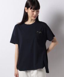 Leilian(レリアン)/スタッズ飾りＴシャツ/ネイビー