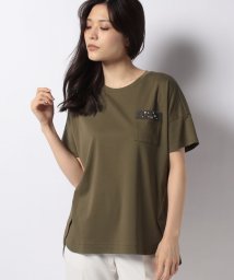 Leilian(レリアン)/スタッズ飾りＴシャツ/カーキ