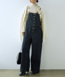 Fashion Letter/配色ショルダー切替サロペット デニム オールインワン レディース サロペット 体型カバー デニムオールインワン 大きいサイズ M L LL 3L 4L  サロペ/504165361