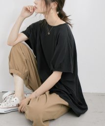 Fashion Letter/見る角度によってシルエットが変わるアシンメトリー裾ビッグTシャツ カットソー レディース トップス 半袖 袖なし アシンメトリー 変形 イレヘム ゆったり ラク/504165367