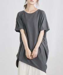 Fashion Letter/見る角度によってシルエットが変わるアシンメトリー裾ビッグTシャツ カットソー レディース トップス 半袖 袖なし アシンメトリー 変形 イレヘム ゆったり ラク/504165367