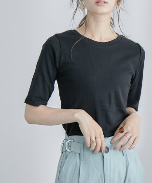 Fashion Letter/[M－4L]快適な着心地を実現。コットン100% 半袖 カットソー レディース Tシャツ インナー トップス 5分袖 シンプル 無地 色違い 伸びる 伸縮性 綿/504165370