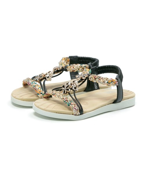 セール キッズ ジュニア サンダル 女の子 ビジュー かわいい フラットサンダル リゾートサンダル Tk フットプレイス Foot Place Magaseek