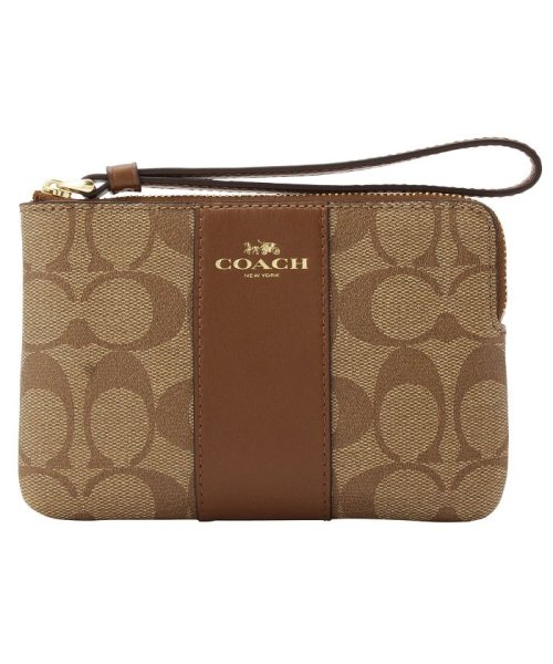 COACH(コーチ)/【Coach(コーチ)】Coach コーチ CORNER ZIP WRISTLET SIGNATURE/ブラウン