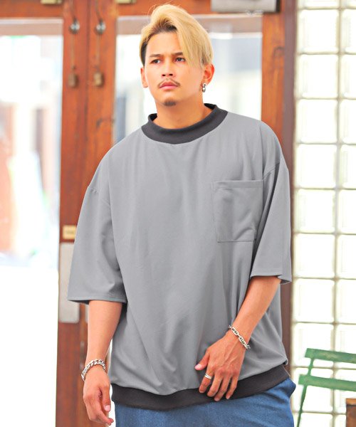 セール 15 Off リンガーモックネックポケット付き半袖ビッグtシャツ Tシャツ メンズ 半袖 ポケット プリント ロゴ ビッグシルエット モックネック リンガー Bitter ビ ラグスタイル Luxstyle Magaseek