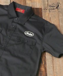 marukawa shonan(marukawa shonan)/【Indian Motocycle/インディアン モトサイクル】Patch Work Shirt "Twill" ツイルワークシャツ/IS－698　アメカジ　/ブラック