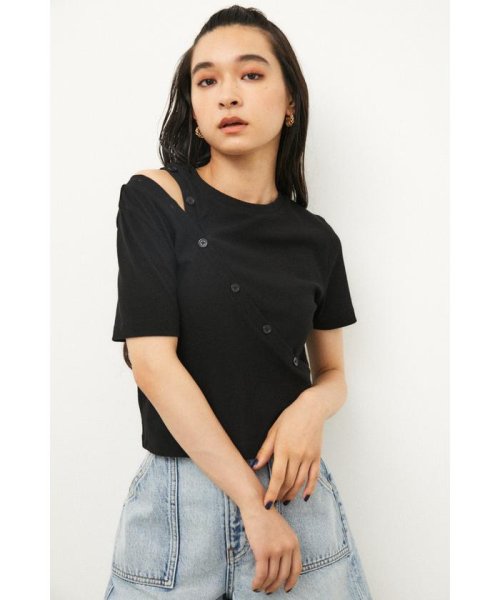 LAGUA GEM(ラグアジェム)/OPEN BUTTON TOPS/BLK