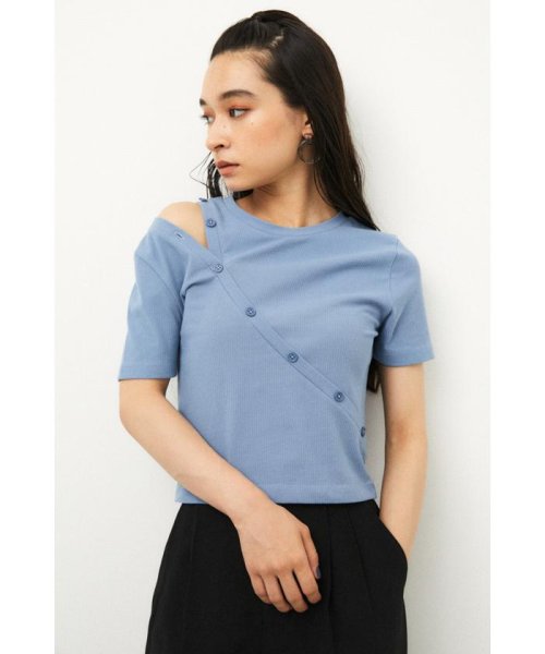 LAGUA GEM(ラグアジェム)/OPEN BUTTON TOPS/L/BLU1