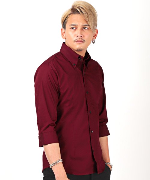 セール 日本製ボタンダウン七分袖シャツ 7分袖シャツ メンズ ボタンダウン 無地 日本製 ラグスタイル Luxstyle Magaseek