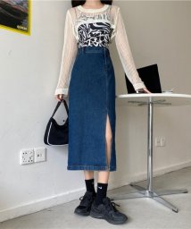 aimoha(aimoha（アイモハ）)/韓国ファッション デニムスカート/ネイビー