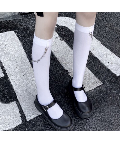 aimoha(aimoha（アイモハ）)/チェーン付け可愛い靴下 韓国ファッション/ホワイト
