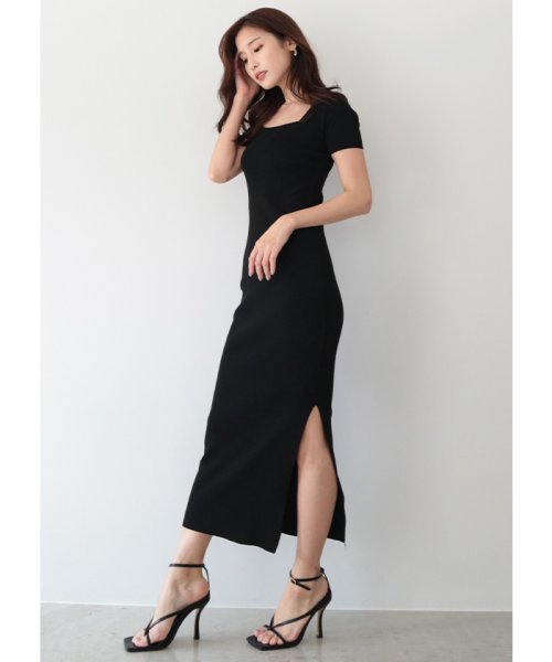 スクエアネックスリットタイトニットワンピース アンビエント Ambient Magaseek