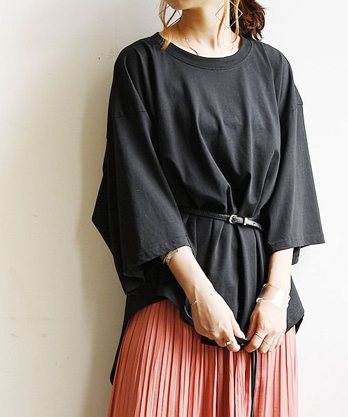 セール アンドイット And It Tシャツ レディース 6分袖バックドレープtシャツ M L トップス 春夏 カットソー ブラック 黒 ベージュ レンガ カーキグリーン ゆったり ワイド 体型 Magaseek
