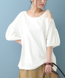 osharewalker(オシャレウォーカー)/『アシメショルダーリボンTシャツ』/オフホワイト