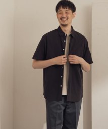 URBAN RESEARCH DOORS(アーバンリサーチドアーズ)/マイクロサッカー レギュラーカラーシャツ/BLACK