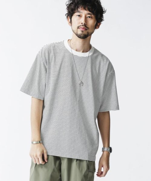 セール オーバーサイズボーダーtシャツ 半袖 ナノ ユニバース Nano Universe Magaseek