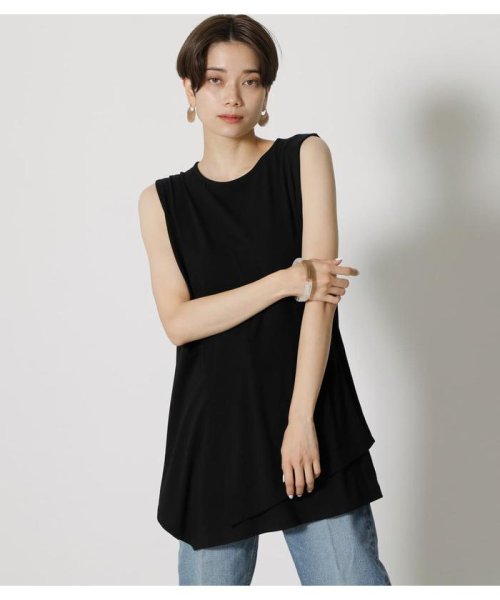 AZUL by moussy(アズールバイマウジー)/ICE CLEAN LAYERED TANK/BLK