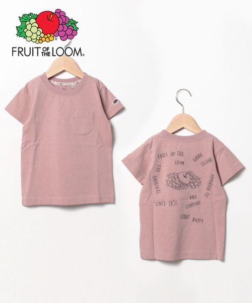 FRUIT OF THE LOOM(フルーツオブザルーム)/【Kid’s】FRUIT OF THE LOOM/フルーツオブザルーム　ポケット付き刺繍Tシャツ/ピンク