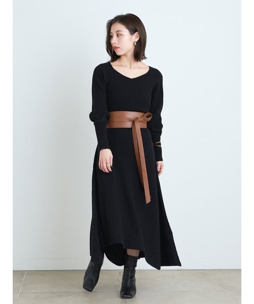 ウールカシミヤアシメリブワンピース フレイ アイディー Fray I D Magaseek