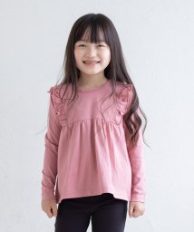 chil2(チルツー)/女の子シルエットバリ長袖Tシャツ/ピンク