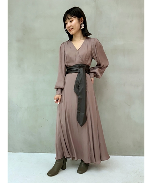 大人女性の S ベルテッド ガウン コート ワンピース カシュクール カシミヤ混 Yaeca ヤエカ