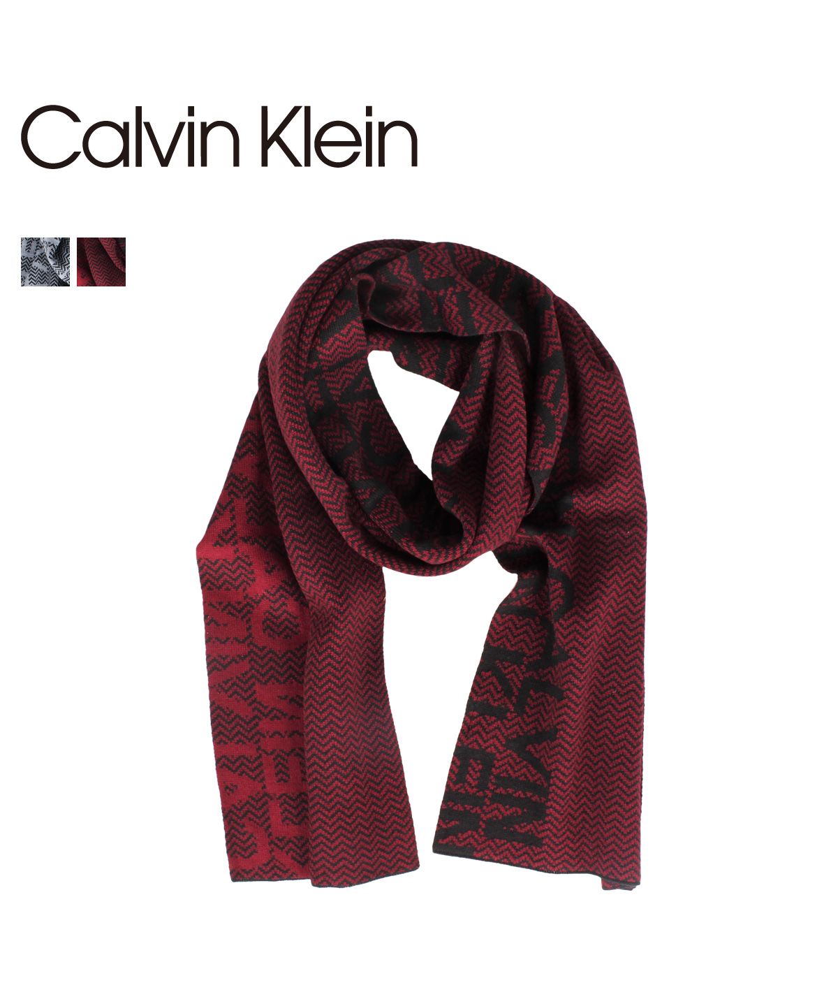 カルバンクライン Calvin Klein マフラー スカーフ メンズ MUFFLER グレー レッド 1CK3837