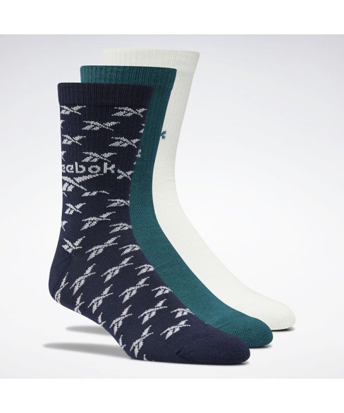 Reebok(リーボック)/クラシックス フォールドオーバー クルー ソックス 3足組 / Classics Fold－Over Crew Socks 3 Pairs/グリーン