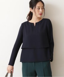 NATURAL BEAUTY BASIC(ナチュラルビューティーベーシック)/【TVドラマ着用】メタルポイントレイヤードブラウス/ネイビー