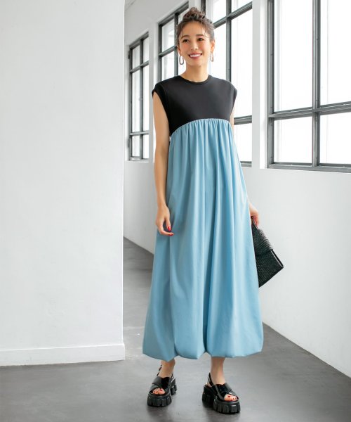 Luxe 切替ロングバルーンワンピース スタイルデリ Style Deli Magaseek