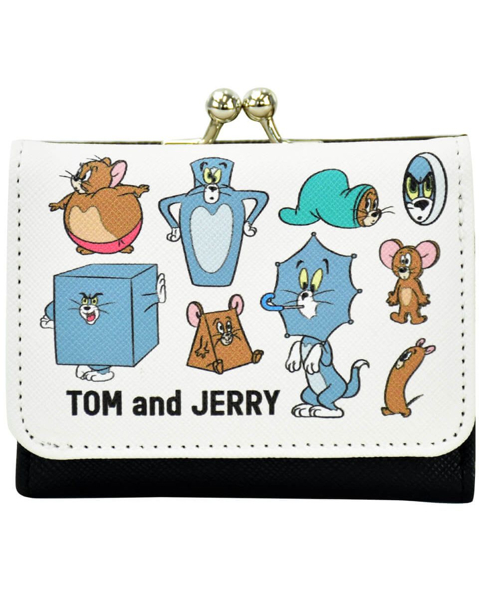 トムとジェリー 財布 サイフ 折財布 折り財布 レディース 女子 三つ折り ミニ財布 合皮 がま口 小銭入れ カード3枚 コンパクト キャラクター  かわいい