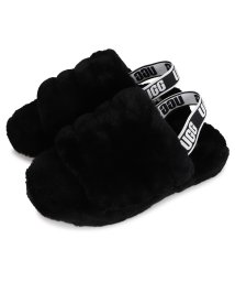 UGG(UGG)/UGG アグ サンダル フラッフ イヤー スライド キッズ ファー FLUFF YEAH SLIDE ブラック ホワイト 黒 白 1098494k/ブラック