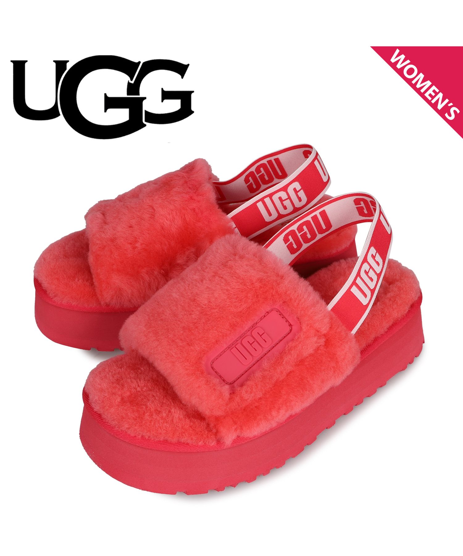 【即納】UGG 厚底ファーサンダル