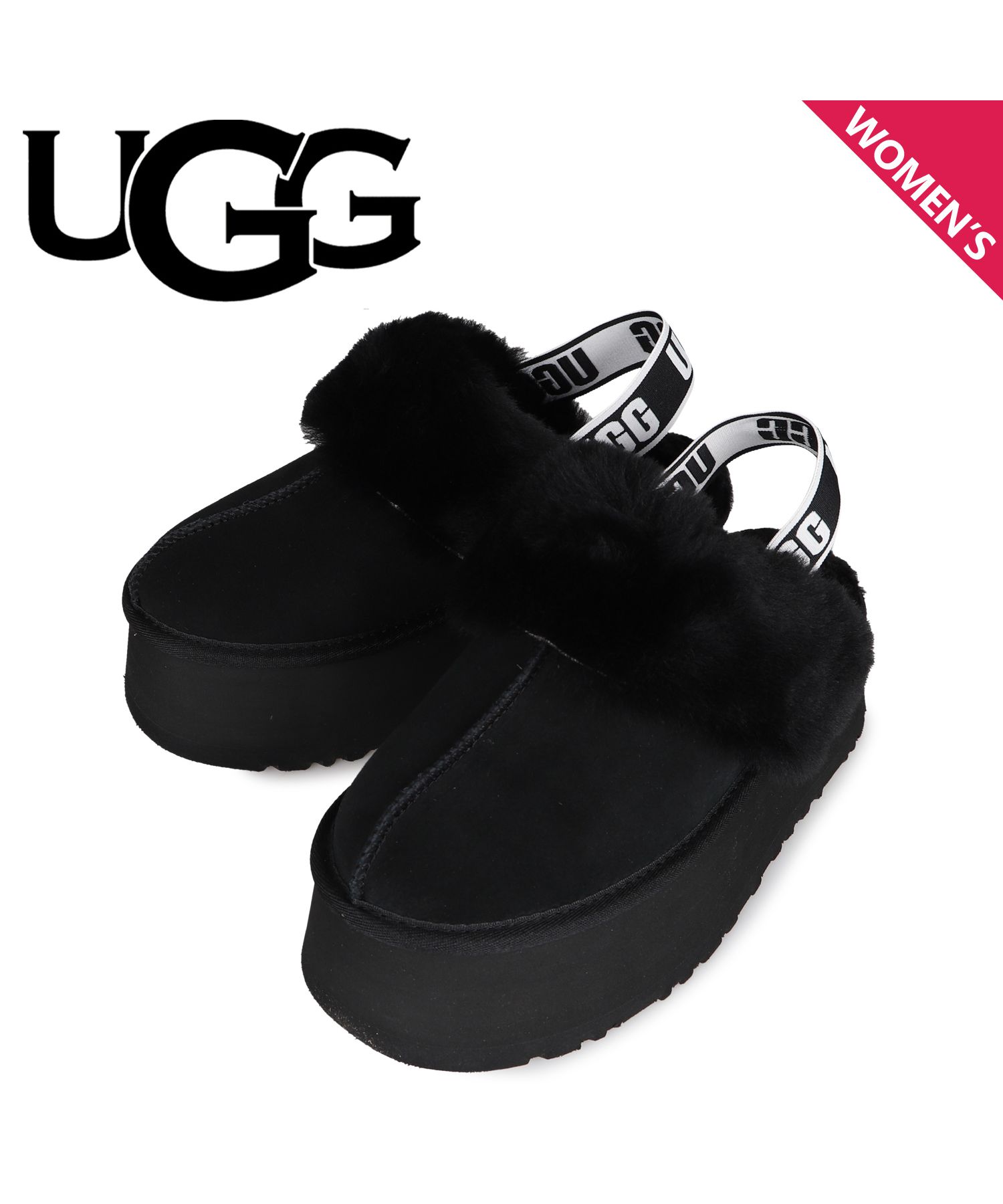 UGG アグ サンダル レディース 厚底 ファー ファンケット FUNKETTE ブラック 黒 1113474