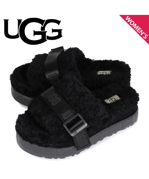 Ugg アグ サンダル レディース 厚底 ファー フラッフィータ Fluffita ブラック 黒 アグ Ugg Magaseek