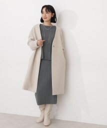 NATURAL BEAUTY BASIC(ナチュラルビューティーベーシック)/カシミヤブレンドライトコート Vカラー/オフベージュ