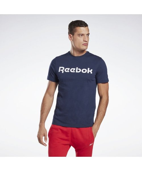 Reebok(リーボック)/グラフィック シリーズ リニア ロゴ Tシャツ / Graphic Series Linear Logo Tee/ネイビー