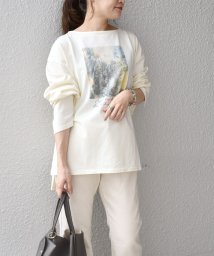 SHIPS WOMEN(シップス　ウィメン)/【WEB限定】スリットスリーブボートネックフォトTEE◇/オフホワイト